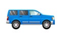 Blue Sport Utility Car in Simple Cartoon Style Royalty Free Stock Photo