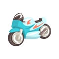 Blue Sportive Motorcycle, Racing Related Objects Part Of Racer Attribute Illustration Set