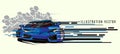 Blue sports car super speed illustration vector