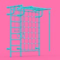 Blue Sports Playground Wall Bars for Children in Duotone Style. 3d Rendering