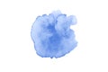 Blue spot on watercolor paper. Abstract blue spot on white background. Ink drop Royalty Free Stock Photo