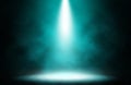 Blue spotlight smoke entertainment background. Royalty Free Stock Photo