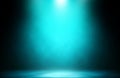 Blue spotlight stage smoke studio background. Royalty Free Stock Photo