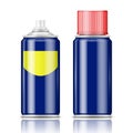 Blue spray can with red cap.