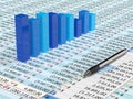 Blue spreadsheet and pen Royalty Free Stock Photo