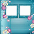 Blue spring background with two frame