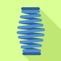 Blue spring coil icon, flat style