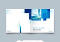 Blue Square Catalog Cover Template Layout Design. Corporate Business Horizontal Brochure, Annual Report, Catalog Royalty Free Stock Photo