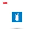 Blue square fire extingisher sign vector isolated Royalty Free Stock Photo