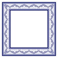 Blue square frame in the traditional style of painting on porcelain. Royalty Free Stock Photo