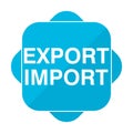 Blue square icon export import