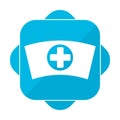 Blue square icon nurse cap Royalty Free Stock Photo