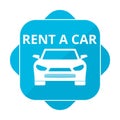 Blue square icon rent a car Royalty Free Stock Photo