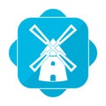 Blue square icon windmill Royalty Free Stock Photo