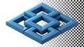 Blue square maze icon, puzzle symbol for games and problem solving png transparent image Generative AI Royalty Free Stock Photo