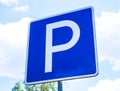 Blue square parking lot sign Royalty Free Stock Photo