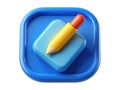 Blue Square Pencil Icon 3D Render Illustration for Writing Editing Drawing Application Royalty Free Stock Photo