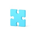 Blue square puzzle 3d icon. Piece infographic element with creative development