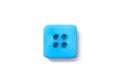 Blue square sewing button on white background