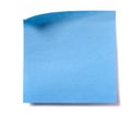 One single blue square sticky post note isolated on white Royalty Free Stock Photo