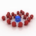 Blue square surrounded by red marbles Royalty Free Stock Photo