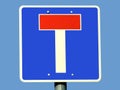 Blue square road and traffic sign of dead end street Royalty Free Stock Photo