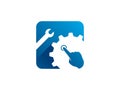 Blue Square Wrench and Gear Mechanical Service Logo Template Royalty Free Stock Photo