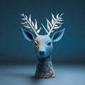 Blue Stag Deer Head Figurine In Anthropomorphic Surrealism Style Royalty Free Stock Photo