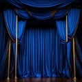 Blue stage curtain - ai generated image Royalty Free Stock Photo