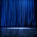 Blue stage curtain - ai generated image Royalty Free Stock Photo