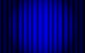 Blue stage curtain realistic vector. Closed silky luxury blue curtain stage background spotlight. Blue stage curtains Royalty Free Stock Photo