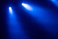 Blue stage lights glowing in the dark Royalty Free Stock Photo