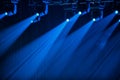 Blue stage spotlights Royalty Free Stock Photo