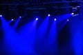 Blue stage spotlights Royalty Free Stock Photo