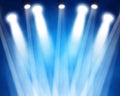 Blue stage spotlights Royalty Free Stock Photo