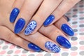 Manicure design blue sky Royalty Free Stock Photo