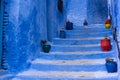 Blue staircase in Chefchaouen Royalty Free Stock Photo