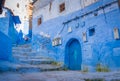 Blue staircase in Chefchaouen Street, Medina, Morocco Royalty Free Stock Photo