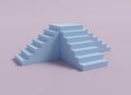 Blue stairs on pink background. Abstract minimal podium. 3D render.