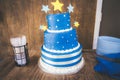 Blue Star Birthday Cake Royalty Free Stock Photo