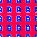 Blue Star constellation zodiac icon isolated seamless pattern on red background. Vector Royalty Free Stock Photo