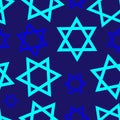 Blue Star of David symbol of Judaism seamless pattern.Vector illustration.Magen David stars pattern Royalty Free Stock Photo