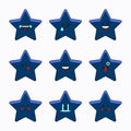 Blue star emoticons icon set