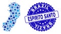 Blue Star Espirito Santo State Map Composition and Grunge Stamp Seal