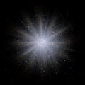 Blue star glitter particle explosion. Space body implosion effect. Royalty Free Stock Photo