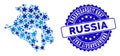 Blue Star Krasnodarskiy Kray Map Mosaic and Grunge Stamp Seal