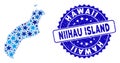 Blue Star Niihau Island Map Collage and Distress Seal