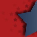 A blue star in red background