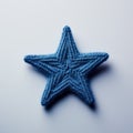 Little Star Blue Knitted Star On White Background