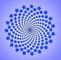 Blue star spiral, rotating abstract pattern